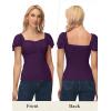 image:imageScarlet Darkness Women Renaissance Shirt Off Shoulder Flutter Short Sleeve Top Summer Square Neck Peasant BlousePurple