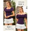 image:imageScarlet Darkness Women Renaissance Shirt Off Shoulder Flutter Short Sleeve Top Summer Square Neck Peasant BlousePurple