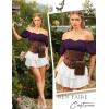 image:imageScarlet Darkness Women Renaissance Shirt Off Shoulder Flutter Short Sleeve Top Summer Square Neck Peasant BlousePurple
