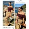image:imageScarlet Darkness Women Renaissance Shirt Off Shoulder Flutter Short Sleeve Top Summer Square Neck Peasant BlousePurple Red