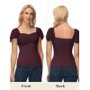 image:imageScarlet Darkness Women Renaissance Shirt Off Shoulder Flutter Short Sleeve Top Summer Square Neck Peasant BlousePurple Red
