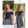 image:imageScarlet Darkness Women Renaissance Shirt Off Shoulder Flutter Short Sleeve Top Summer Square Neck Peasant BlouseRoyal Blue