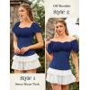 image:imageScarlet Darkness Women Renaissance Shirt Off Shoulder Flutter Short Sleeve Top Summer Square Neck Peasant BlouseRoyal Blue