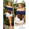 image:imageScarlet Darkness Women Renaissance Shirt Off Shoulder Flutter Short Sleeve Top Summer Square Neck Peasant BlouseRoyal Blue