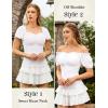 image:imageScarlet Darkness Women Renaissance Shirt Off Shoulder Flutter Short Sleeve Top Summer Square Neck Peasant BlouseWhite