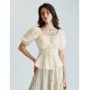 image:imageScarlet Darkness Women Renaissance Shirt Puff Sleeve Square Neck Peasant Pirate BlouseApricot