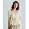 image:imageScarlet Darkness Women Renaissance Shirt Puff Sleeve Square Neck Peasant Pirate BlouseApricot