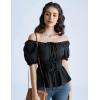 image:imageScarlet Darkness Women Renaissance Shirt Puff Sleeve Square Neck Peasant Pirate BlouseBlack