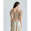 image:imageScarlet Darkness Women Renaissance Shirt Puff Sleeve Square Neck Peasant Pirate BlouseKhaki