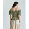 image:imageScarlet Darkness Women Renaissance Shirt Puff Sleeve Square Neck Peasant Pirate BlouseOlive Green