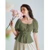image:imageScarlet Darkness Women Renaissance Shirt Puff Sleeve Square Neck Peasant Pirate BlouseOlive Green