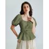 image:imageScarlet Darkness Women Renaissance Shirt Puff Sleeve Square Neck Peasant Pirate BlouseOlive Green
