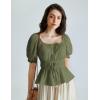 image:imageScarlet Darkness Women Renaissance Shirt Puff Sleeve Square Neck Peasant Pirate BlouseOlive Green