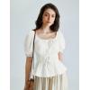 image:imageScarlet Darkness Women Renaissance Shirt Puff Sleeve Square Neck Peasant Pirate BlouseWhite