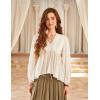 image:imageScarlet Darkness Womens Peasant Tops Fall V Neck Long Sleeve Casual Loose Babydoll Tops
