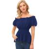 image:imageScarlet Darkness Womens Peasant Tops Puff Sleeve Renaissance Shirt Goth Pirate Costume Navy S