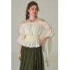 image:imageScarlet Darkness Womens Renaissance Shirt Ruffle Sleeve Off The Shoulder Peplum Blouse Peasant Dressy TopApricot