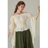 image:imageScarlet Darkness Womens Renaissance Shirt Ruffle Sleeve Off The Shoulder Peplum Blouse Peasant Dressy TopApricot