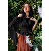 image:imageScarlet Darkness Womens Renaissance Shirt Ruffle Sleeve Off The Shoulder Peplum Blouse Peasant Dressy TopBlack