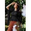 image:imageScarlet Darkness Womens Renaissance Shirt Ruffle Sleeve Off The Shoulder Peplum Blouse Peasant Dressy TopBlack