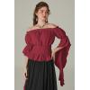 image:imageScarlet Darkness Womens Renaissance Shirt Ruffle Sleeve Off The Shoulder Peplum Blouse Peasant Dressy TopRed