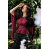 image:imageScarlet Darkness Womens Renaissance Shirt Ruffle Sleeve Off The Shoulder Peplum Blouse Peasant Dressy TopRed