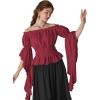 image:imageScarlet Darkness Womens Renaissance Shirt Ruffle Sleeve Off The Shoulder Peplum Blouse Peasant Dressy TopRed