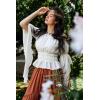 image:imageScarlet Darkness Womens Renaissance Shirt Ruffle Sleeve Off The Shoulder Peplum Blouse Peasant Dressy TopWhite