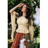 image:imageScarlet Darkness Womens Renaissance Shirt Ruffle Sleeve Off The Shoulder Peplum Blouse Peasant Dressy TopYellow
