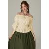 image:imageScarlet Darkness Womens Renaissance Shirt Ruffle Sleeve Off The Shoulder Peplum Blouse Peasant Dressy TopYellow