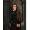 image:imageScarlet Darkness Womens Victorian Lace Tops Polka Dot Button Down Long Sleeve ShirtBlack