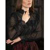 image:imageScarlet Darkness Womens Victorian Lace Tops Polka Dot Button Down Long Sleeve ShirtBlack