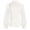 image:imageScarlet Darkness Womens Victorian Lace Tops Polka Dot Button Down Long Sleeve ShirtWhite
