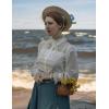 image:imageScarlet Darkness Womens Victorian Lace Tops Polka Dot Button Down Long Sleeve ShirtWhite