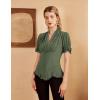 image:imageScarlet Darkness Womens Work Tops Elegant Renaissance Pirate Shirt Short Sleeve Victorian Peasant BlousesArmy Green