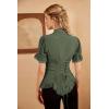 image:imageScarlet Darkness Womens Work Tops Elegant Renaissance Pirate Shirt Short Sleeve Victorian Peasant BlousesArmy Green