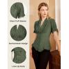 image:imageScarlet Darkness Womens Work Tops Elegant Renaissance Pirate Shirt Short Sleeve Victorian Peasant BlousesArmy Green