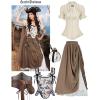 image:imageScarlet Darkness Womens Work Tops Elegant Renaissance Pirate Shirt Short Sleeve Victorian Peasant BlousesBeige