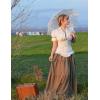 image:imageScarlet Darkness Womens Work Tops Elegant Renaissance Pirate Shirt Short Sleeve Victorian Peasant BlousesBeige