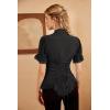 image:imageScarlet Darkness Womens Work Tops Elegant Renaissance Pirate Shirt Short Sleeve Victorian Peasant BlousesBlack