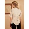 image:imageScarlet Darkness Womens Work Tops Elegant Renaissance Pirate Shirt Short Sleeve Victorian Peasant BlousesFlesh Color