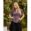 image:imageScarlet Darkness Womens Work Tops Elegant Renaissance Pirate Shirt Short Sleeve Victorian Peasant BlousesGrey Purple
