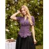 image:imageScarlet Darkness Womens Work Tops Elegant Renaissance Pirate Shirt Short Sleeve Victorian Peasant BlousesGrey Purple