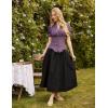 image:imageScarlet Darkness Womens Work Tops Elegant Renaissance Pirate Shirt Short Sleeve Victorian Peasant BlousesGrey Purple