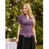 image:imageScarlet Darkness Womens Work Tops Elegant Renaissance Pirate Shirt Short Sleeve Victorian Peasant BlousesGrey Purple