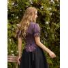 image:imageScarlet Darkness Womens Work Tops Elegant Renaissance Pirate Shirt Short Sleeve Victorian Peasant BlousesGrey Purple