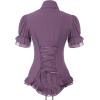 image:imageScarlet Darkness Womens Work Tops Elegant Renaissance Pirate Shirt Short Sleeve Victorian Peasant BlousesGrey Purple