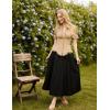 image:imageScarlet Darkness Womens Work Tops Elegant Renaissance Pirate Shirt Short Sleeve Victorian Peasant BlousesKhaki