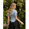 image:imageScarlet Darkness Womens Work Tops Elegant Renaissance Pirate Shirt Short Sleeve Victorian Peasant BlousesLight Blue