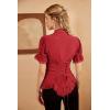 image:imageScarlet Darkness Womens Work Tops Elegant Renaissance Pirate Shirt Short Sleeve Victorian Peasant BlousesRed